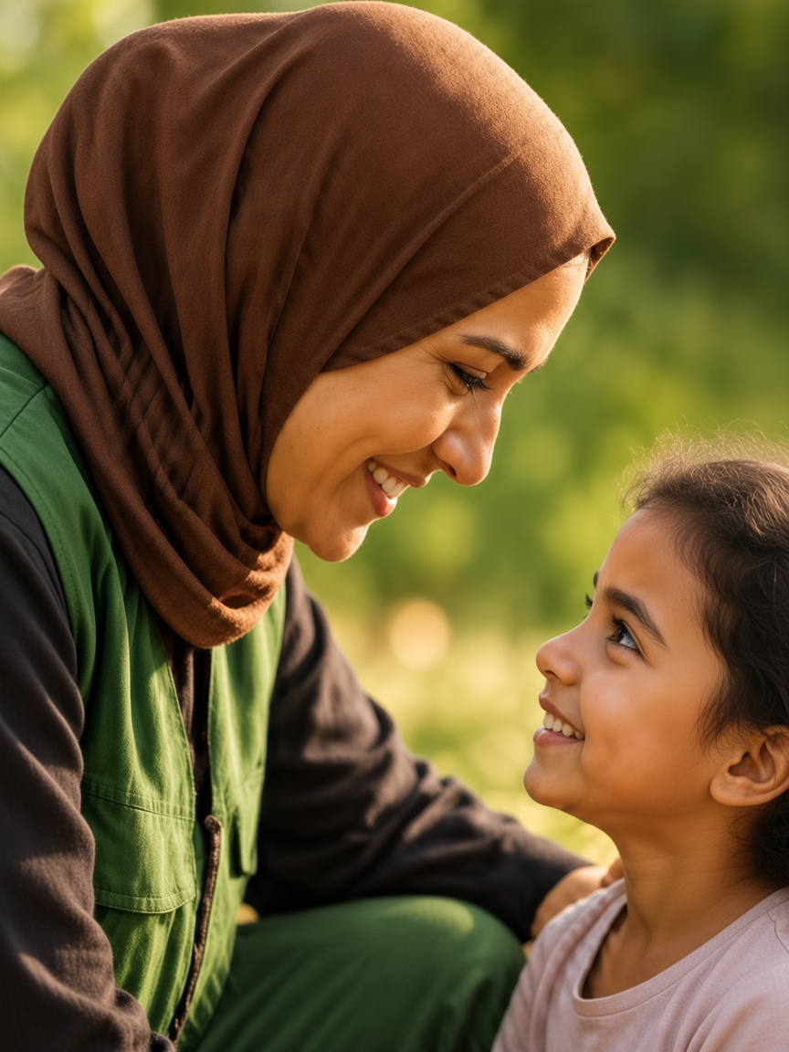 متطوعة مع طفلة